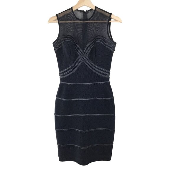 Tadashi Shoji Black Mesh Bodycon Dress Size Small - Picture 1 of 8